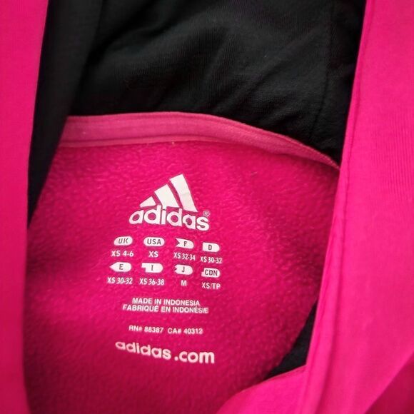 Adidas hooded sweatshirt kangaroo pocket climawarm thumb hole pink woman XS - Picture 8 of 8
